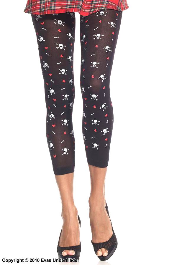 Leggings with skulls and hearts